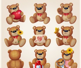 Toy bear cute vector set