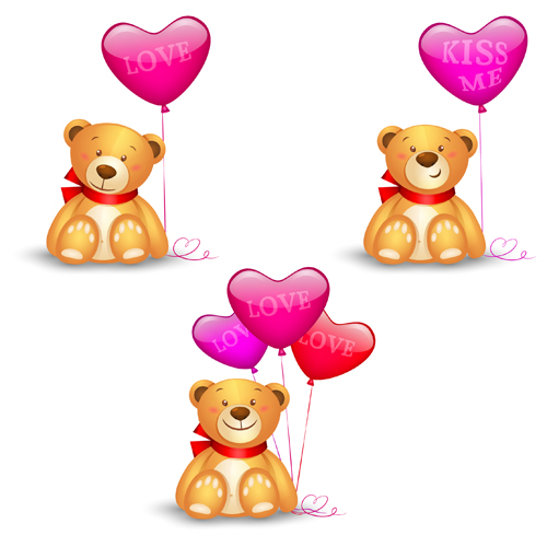 Toy bear with heart balloon vector