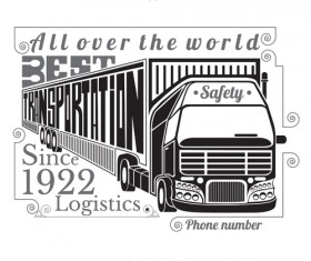 Truck silhouette with transportation logistics background vector 01