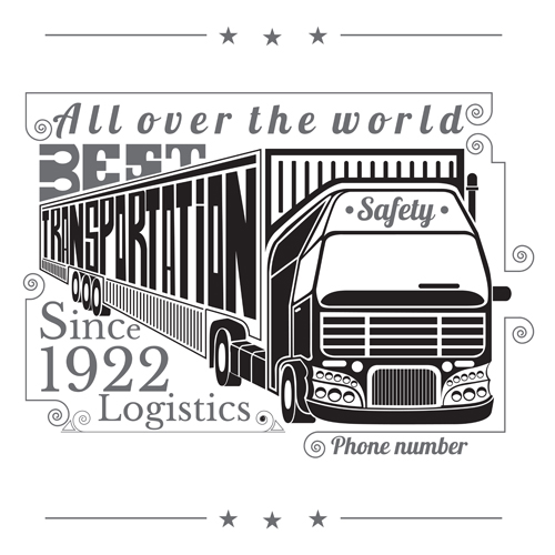 Truck silhouette with transportation logistics background vector 01