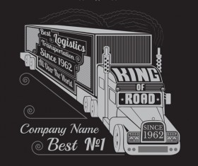 Truck silhouette with transportation logistics background vector 02