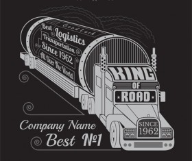 Truck silhouette with transportation logistics background vector 04