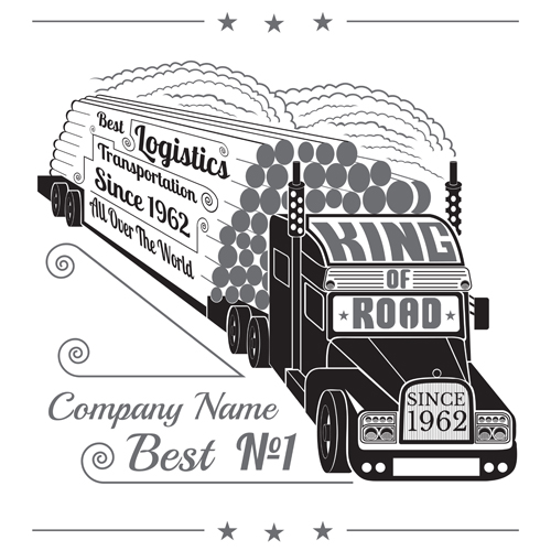 Truck silhouette with transportation logistics background vector 05