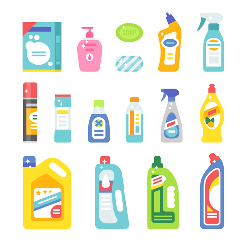 Various cleaning tools vector huge collection 02