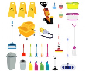 Various cleaning tools vector huge collection 04