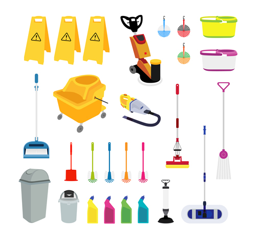 Various cleaning tools vector huge collection 04