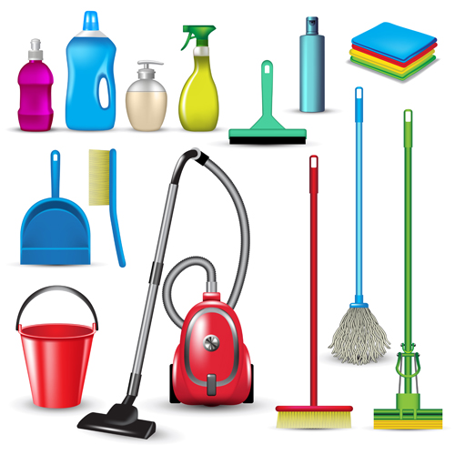 Various cleaning tools vector huge collection 06