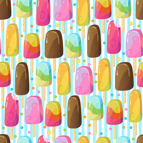 Various ice cream seamless pattern vector 02