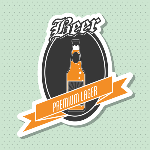 Vintage beer sticker vectors set 01