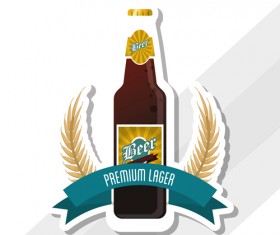 Vintage beer sticker vectors set 02