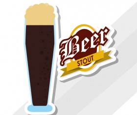 Vintage beer sticker vectors set 04
