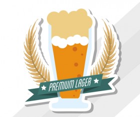 Vintage beer sticker vectors set 05