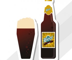 Vintage beer sticker vectors set 06