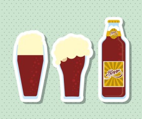Vintage beer sticker vectors set 07