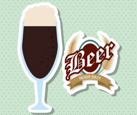 Vintage beer sticker vectors set 08