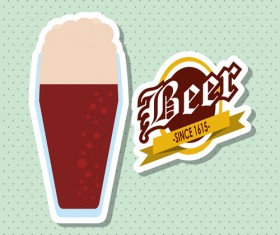 Vintage beer sticker vectors set 09