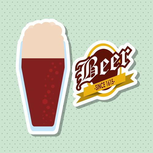 Vintage beer sticker vectors set 09