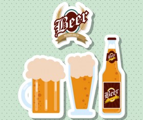 Vintage beer sticker vectors set 10