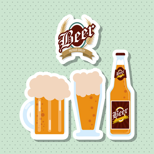 Vintage beer sticker vectors set 10
