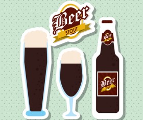 Vintage beer sticker vectors set 11
