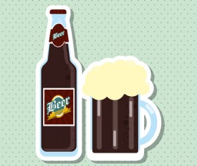 Vintage beer sticker vectors set 14