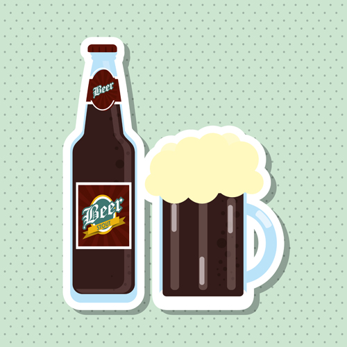 Vintage beer sticker vectors set 14