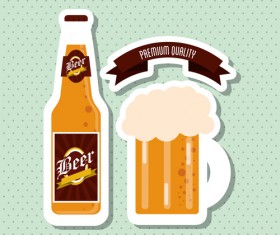 Vintage beer sticker vectors set 15
