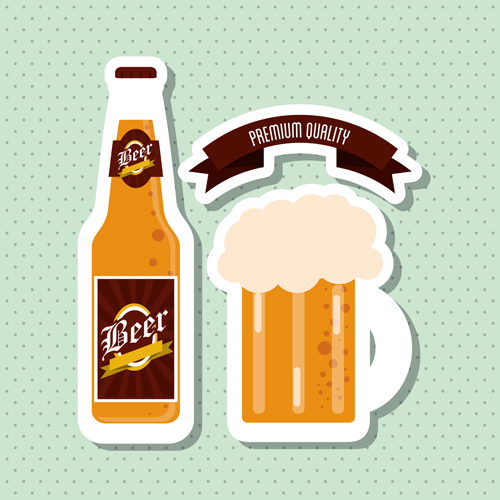 Vintage beer sticker vectors set 15