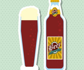 Vintage beer sticker vectors set 16