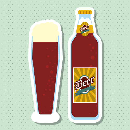 Vintage beer sticker vectors set 16