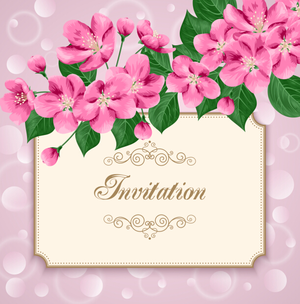 Vintage floral invitation card template 01