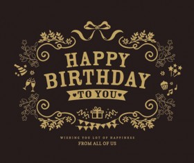 Vintage happy birthday vector labels