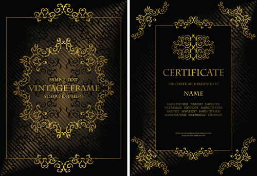 Vintage luxury certificates template set vector 01