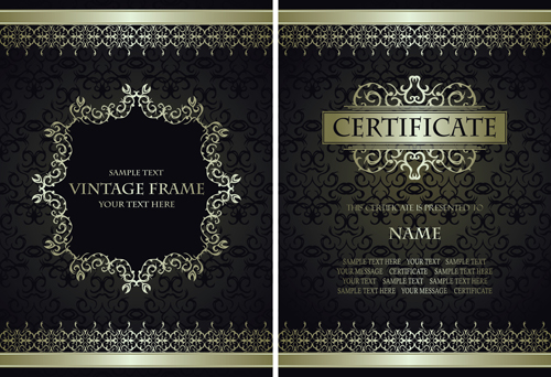 Vintage luxury certificates template set vector 03