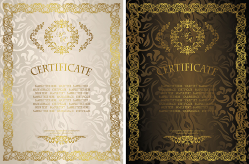 Vintage luxury certificates template set vector 05