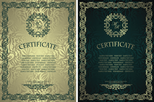 Vintage luxury certificates template set vector 14