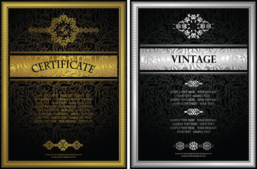 Vintage luxury certificates template set vector 17