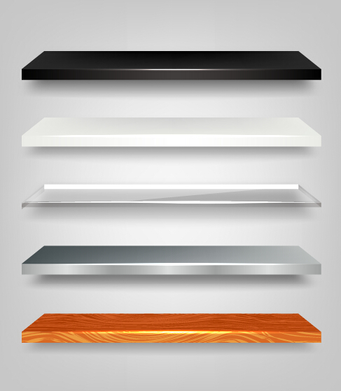 Wall shelves design vector material 01