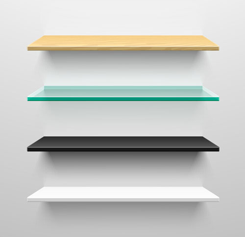 Wall shelves design vector material 02