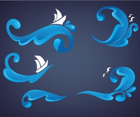 Water abstract logos vector set 01