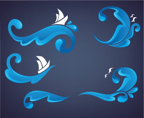 Water abstract logos vector set 01