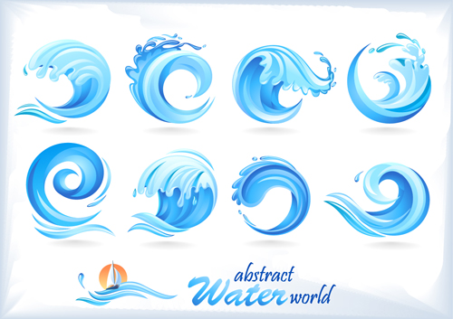 Water abstract logos vector set 02