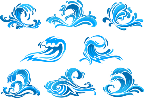 Water abstract logos vector set 03
