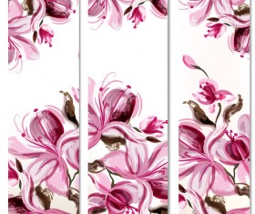 Watercolor magnolia flowers painted banners vector