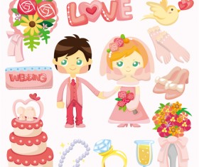 Wedding elements set vector