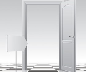 White doors design vector material 02