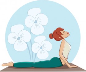 Woman doing yoga design vector set 03