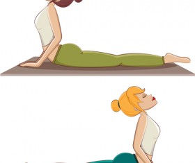 Woman doing yoga design vector set 04