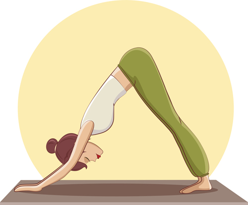 Woman doing yoga design vector set 05
