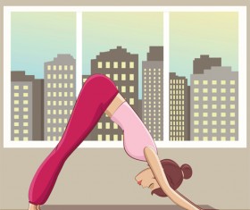 Woman doing yoga design vector set 07